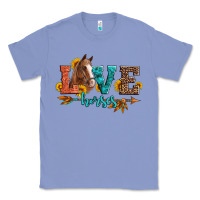 Colony Blue love horses  leather turquoise leopard Classic Tee - Artiststas