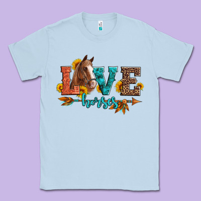 Love Horses  Leather Turquoise Leopard Classic Tee Designed By Artiststas