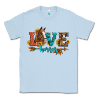 Dusty Blue love horses  leather turquoise leopard Classic Tee - Artiststas
