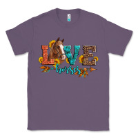 Lavender love horses  leather turquoise leopard Classic Tee - Artiststas