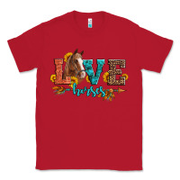 Red love horses  leather turquoise leopard Classic Tee - Artiststas