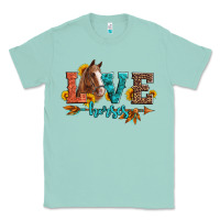 Seafoam love horses  leather turquoise leopard Classic Tee - Artiststas