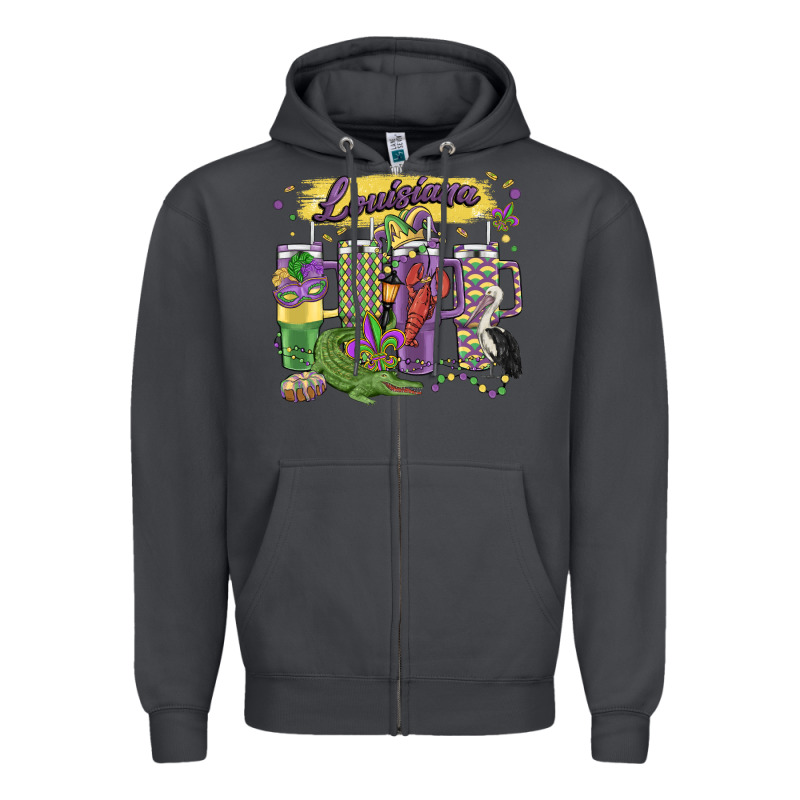 Obsessive Cup Disorder Mardi Gras Zipper Hoodie by MaliasSmallBusiness | Teevron