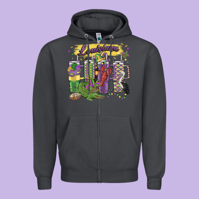 Obsessive Cup Disorder Mardi Gras Zipper Hoodie Designed By Maliassmallbusiness