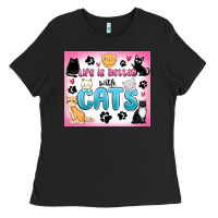 Black life is better with cats Ladies Tee - MaliasSmallBusiness