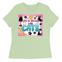 Matcha life is better with cats Ladies Tee - MaliasSmallBusiness