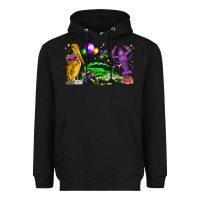 Black mardi gras pelican alligator and crawfish Heavyweight Hoodie - LillyAllenDesigns