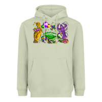 Matcha mardi gras pelican alligator and crawfish Heavyweight Hoodie - LillyAllenDesigns