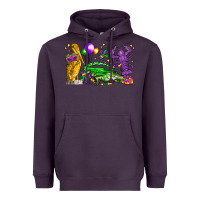 Plum mardi gras pelican alligator and crawfish Heavyweight Hoodie - LillyAllenDesigns