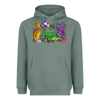 Mardi Gras Pelican Alligator And Crawfish Heavyweight Hoodie | Teevron