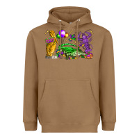 Toasted Coconut mardi gras pelican alligator and crawfish Heavyweight Hoodie - LillyAllenDesigns