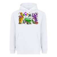 White mardi gras pelican alligator and crawfish Heavyweight Hoodie - LillyAllenDesigns