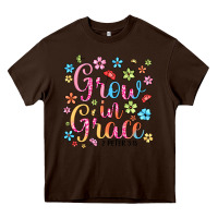 Chocolate Brown grow in grace Heavy Core Tee - texasbilliewilder