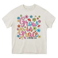 Cream grow in grace Heavy Core Tee - texasbilliewilder