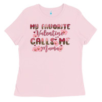 Bubblegum Pink my favorite valentine calls me mama Ladies Tee - MaliasSmallBusiness