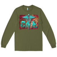 Army Green western nurse certified nurse  assistant medilcal symbol  background Long Sleeve Tee - BarkalooDesign