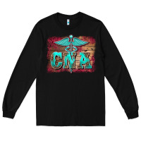 Black western nurse certified nurse  assistant medilcal symbol  background Long Sleeve Tee - BarkalooDesign