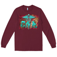 Burgundy western nurse certified nurse  assistant medilcal symbol  background Long Sleeve Tee - BarkalooDesign