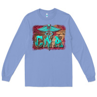 Colony Blue western nurse certified nurse  assistant medilcal symbol  background Long Sleeve Tee - BarkalooDesign