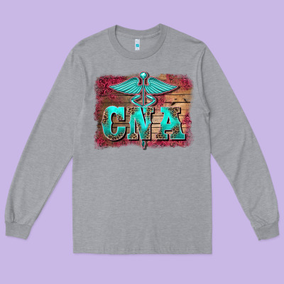Western Nurse Certified Nurse  Assistant Medilcal Symbol  Background Long Sleeve Tee Designed By Barkaloodesign