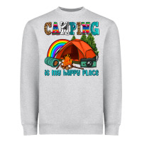 Heather Grey camping is my happy  place Heavyweight Sweatshirt - AdoDesignShop