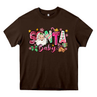 Chocolate Brown pink santa baby christmas Heavy Core Tee - Zillion Design Studio