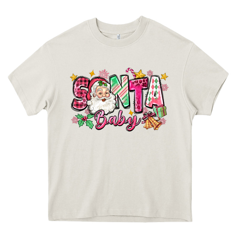 Pink Santa Baby Christmas Heavy Core Tee by Zillion Design Studio | Teevron