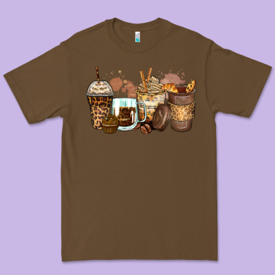 Leopard Coffee Cups Premium Tee Designed By Zillion Design Studio