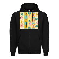 Black retro daisy Zipper Hoodie - MaliasSmallBusiness