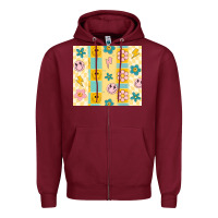 Burgundy retro daisy Zipper Hoodie - MaliasSmallBusiness