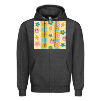 Charcoal Heather retro daisy Zipper Hoodie - MaliasSmallBusiness