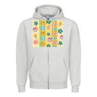 Dove Grey retro daisy Zipper Hoodie - MaliasSmallBusiness