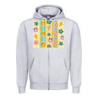 Heather Grey retro daisy Zipper Hoodie - MaliasSmallBusiness