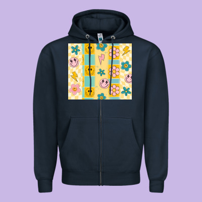 Retro Daisy Zipper Hoodie Designed By Maliassmallbusiness