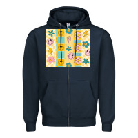 Navy retro daisy Zipper Hoodie - MaliasSmallBusiness