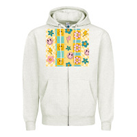 Oatmeal Heather retro daisy Zipper Hoodie - MaliasSmallBusiness