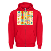 Red retro daisy Zipper Hoodie - MaliasSmallBusiness