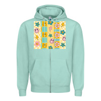 Seafoam retro daisy Zipper Hoodie - MaliasSmallBusiness
