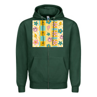 Sports Green retro daisy Zipper Hoodie - MaliasSmallBusiness