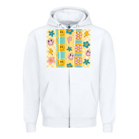 White retro daisy Zipper Hoodie - MaliasSmallBusiness