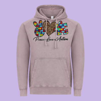Peace Love Autism1 Vintage Hoodie Designed By Cowhidedigitalart