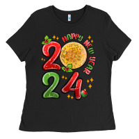 Black happy new year 2024 Ladies Tee - MaliasSmallBusiness