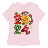 Bubblegum Pink happy new year 2024 Ladies Tee - MaliasSmallBusiness