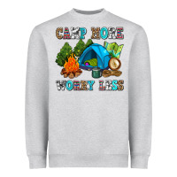 Heather Grey camp more worry less Heavyweight Sweatshirt - AdoDesignShop