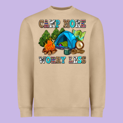 Camp More Worry Less Heavyweight Sweatshirt Designed By Adodesignshop