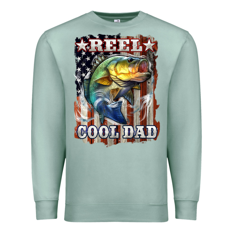 Reel Cool Dad Bass 4th Of July Premium Sweatshirt by LillyAllenDesigns | Teevron