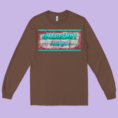 Western Emergency Nurse License Plate Template Long Sleeve Tee Designed By Barkaloodesign