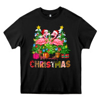 Black merry christmas flamingo Heavy Core Tee - Zillion Design Studio