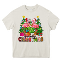 Cream merry christmas flamingo Heavy Core Tee - Zillion Design Studio