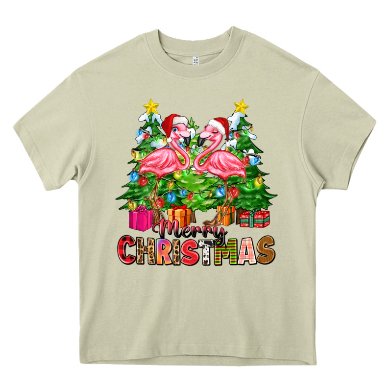 Merry Christmas Flamingo Heavy Core Tee by Zillion Design Studio | Teevron